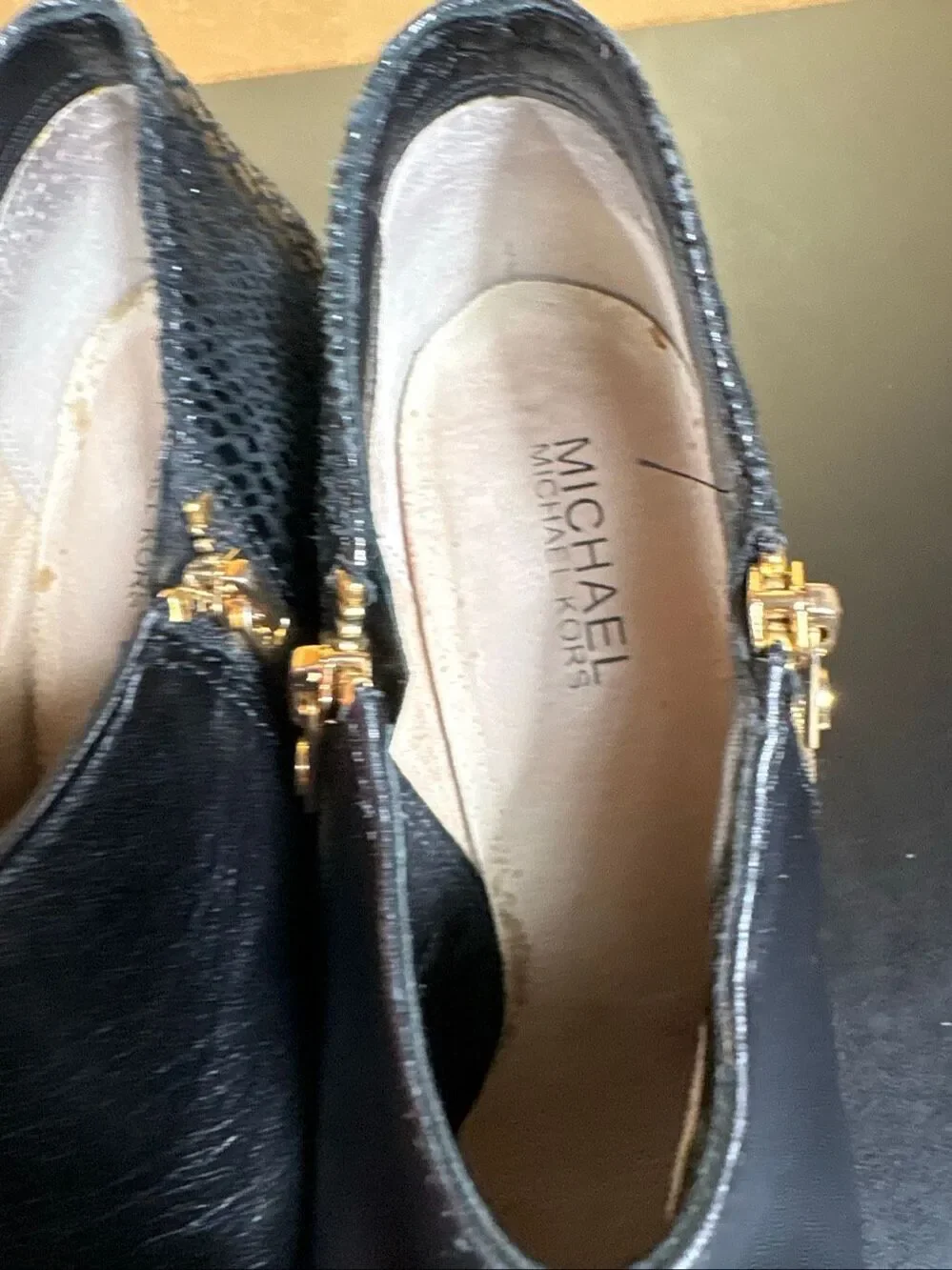 MICHAEL KORS Black Leather Platform High Heel Ankle Booties Size 9.5